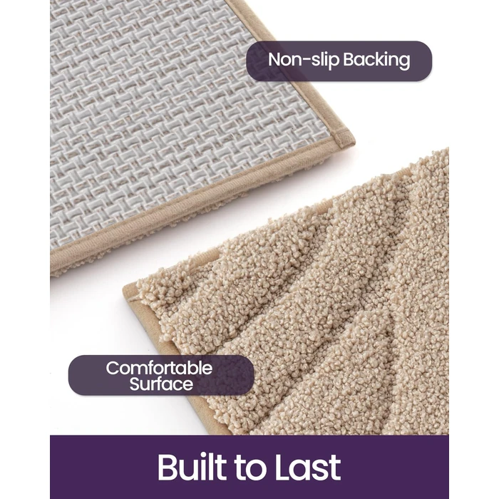 DEXI Bathroom Mat 17x30, Non Slip Bath Rug with TPR Backing, Absorbent Extra Soft Machine Washable Bathmat for Shower Room Accessories, Wave Beige by DEXI - Image 7