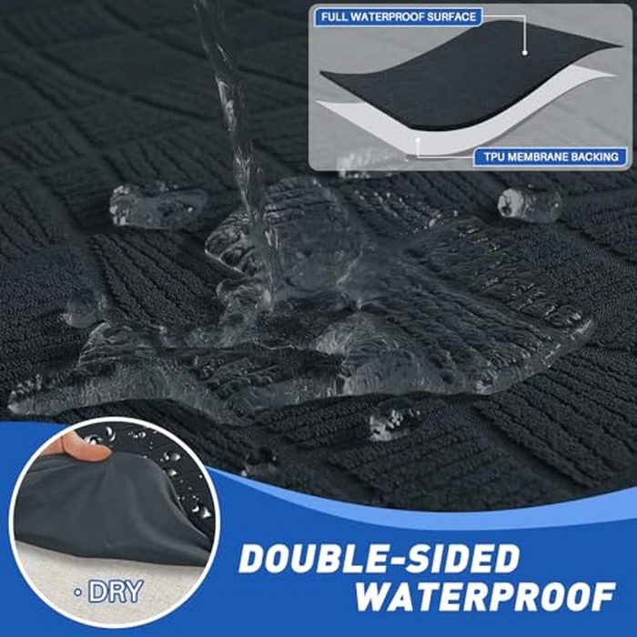 MAXIJIN Waterproof 4 Pieces Couch Cushion Covers for Sectional Sofa Seat Slipcover Stretch Sectional Couch Cover for L Shape Left/Right Chaise with Elastic Bottom (3 Seater + 1 Chaise, Dark Gray) by MAXIJIN - Image 8