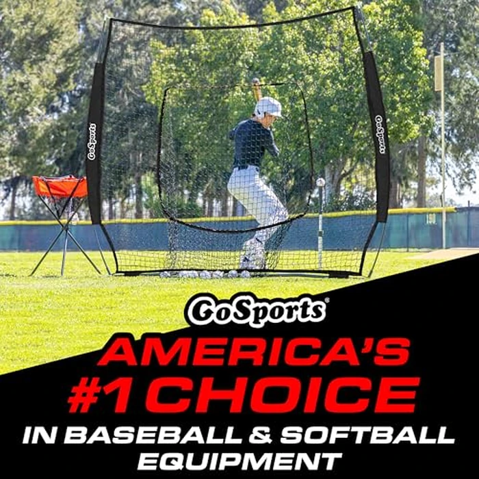 GoSports 7 ft x 7 ft Baseball & Softball Practice Hitting & Pitching Net with Bow Type Frame, Carry Bag and Strike Zone, Great for All Skill Levels by GoSports - Image 2