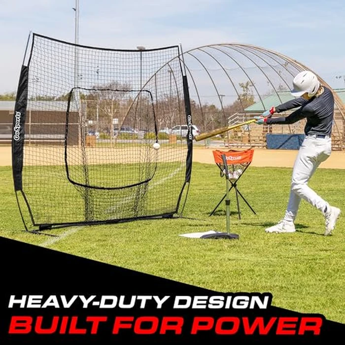 GoSports 7 ft x 7 ft Baseball & Softball Practice Hitting & Pitching Net with Bow Type Frame, Carry Bag and Strike Zone, Great for All Skill Levels by GoSports - Image 4