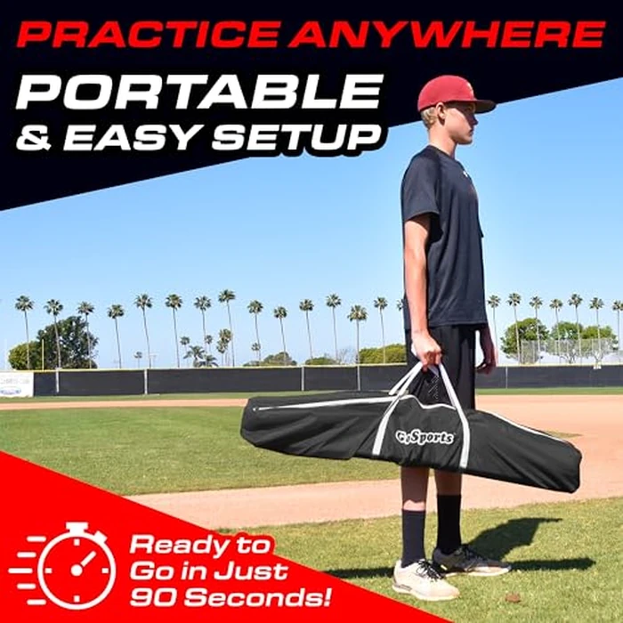 GoSports 7 ft x 7 ft Baseball & Softball Practice Hitting & Pitching Net with Bow Type Frame, Carry Bag and Strike Zone, Great for All Skill Levels by GoSports - Image 6