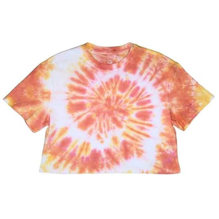 Ivory Ella Womens S/S Cropped Boxy Tee, Warm Glow Swirl Tie Dye, L by Ivory Ella - Image 2