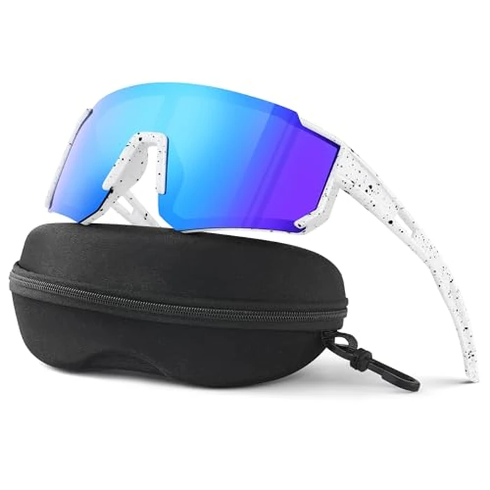 Fanshen Kids Baseball Sunglasses for Boys Girls Ages 3-12, Sports Polarized Youth Baseball Softball Sunglasses UV Protection(White/Ice Blue) by Fanshen - Used - Like New condition