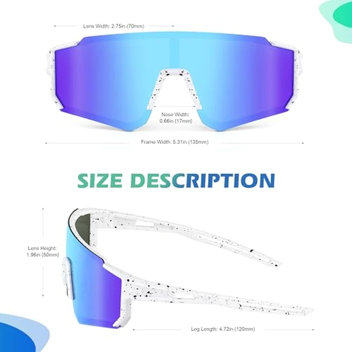 Fanshen Kids Baseball Sunglasses for Boys Girls Ages 3-12, Sports Polarized Youth Baseball Softball Sunglasses UV Protection(White/Ice Blue) by Fanshen - Image 5