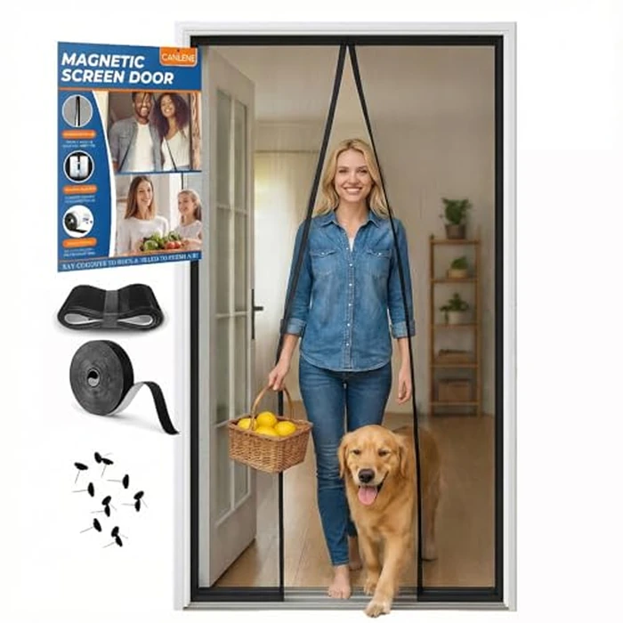 CANLENE Premium Magnetic Screen Door, Heavy-Duty Reinforced Mesh, Ultra-Dense Weave, Smooth Auto-Close, Pets & Kids - Hands-Free, No-Gap Seal by CANLENE - Used - Very Good condition - US$18.76