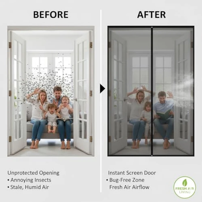 CANLENE Premium Magnetic Screen Door, Heavy-Duty Reinforced Mesh, Ultra-Dense Weave, Smooth Auto-Close, Pets & Kids - Hands-Free, No-Gap Seal by CANLENE - Image 5