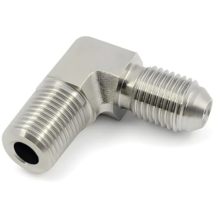 KMOTOR 1/8 NPT to 3AN Fitting - 90 Degree Male Elbow Adapter (Stainless Steel) by K-MOTOR PERFORMANCE - Image 1