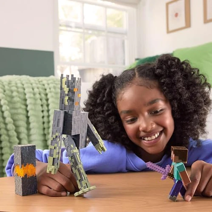 Mattel Minecraft Toys, Steve Action Figure with Accessory & Redstone Building Piece, 3.25-inch Scale Collectible Set Inspired by The Video Game by Mattel - Image 2