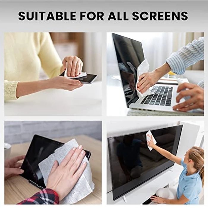 Electronic Wipes Screen Cleaner Streak-Free [2 Pack x40] Computer Screen Wipes, TV Screen Cleaner Wipes, Monitor Wipes for Smart TV, Laptop, iPhone, ipad and more - [Microfiber Cloth + 80 Wipes] by EVEO - Image 3