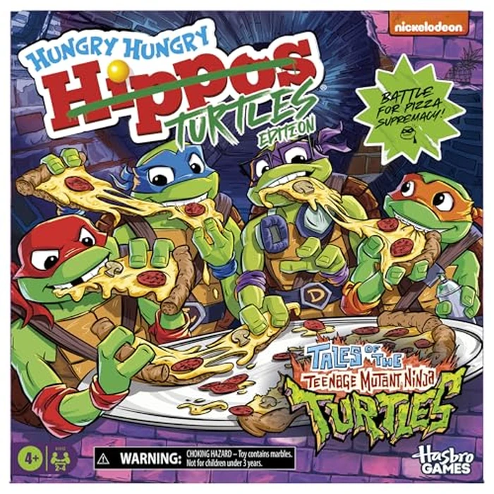 Hungry Hungry Hippos: Teenage Mutant Ninja Turtles Edition Game | Ages 4 and Up | 2 to 4 Players | Kids Board Games | Gifts for Preschoolers | Easter Gifts for Boys and Girls (Amazon Exclusive) by Hasbro Gaming - Used - Like New condition