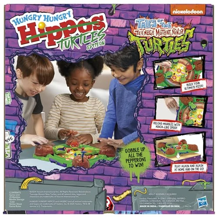 Hungry Hungry Hippos: Teenage Mutant Ninja Turtles Edition Game | Ages 4 and Up | 2 to 4 Players | Kids Board Games | Gifts for Preschoolers | Easter Gifts for Boys and Girls (Amazon Exclusive) by Hasbro Gaming - Image 2