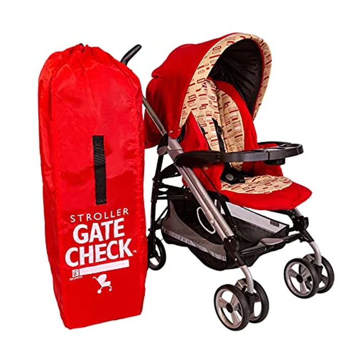 J.L. Childress Gate Check Bag for Umbrella Strollers - Travel Bag for Airplane, Fits Most Single Umbrella Baby Strollers, Airport Accessories for Gate Check, Flying Essentials - Red by J.L. Childress - Image 4