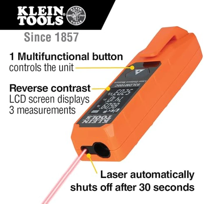 Klein Tools Laser Distance Measure, Measures in Feet, Inches, Meters by KLEIN TOOLS - Image 2