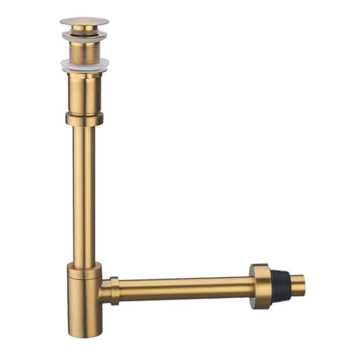 RANDOM Brass P Trap with Bathroom Sink Stopper Kit Without Overflow,Champagne Bronze U-Shape 1-1/4 inch Sink Trap with 11.6″ Slip Joint Extension Tube,Adjustable Height Sink Drain Bottle P-Trap Kit by RANDOM - Image 1