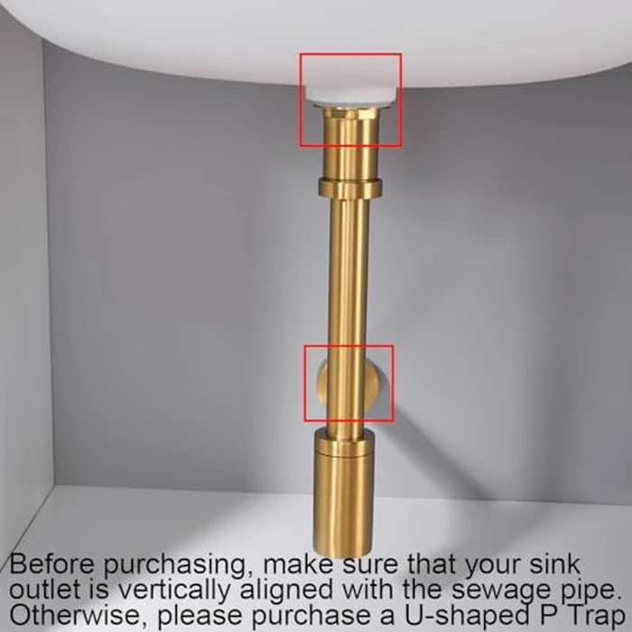 RANDOM Brass P Trap with Bathroom Sink Stopper Kit Without Overflow,Champagne Bronze U-Shape 1-1/4 inch Sink Trap with 11.6″ Slip Joint Extension Tube,Adjustable Height Sink Drain Bottle P-Trap Kit by RANDOM - Image 3