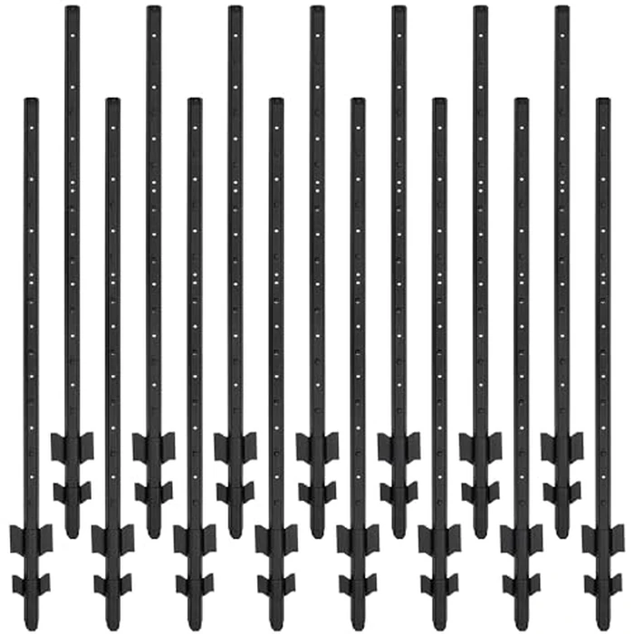 WIMART Fence Posts 4 Feet, Heavy Duty Metal Fence Post with U-Channel, Steel Fence U Post for Wire Fencing Steel Post for Yard, Outdoor Wire (Black - Set 15) by WIMART - Image 1