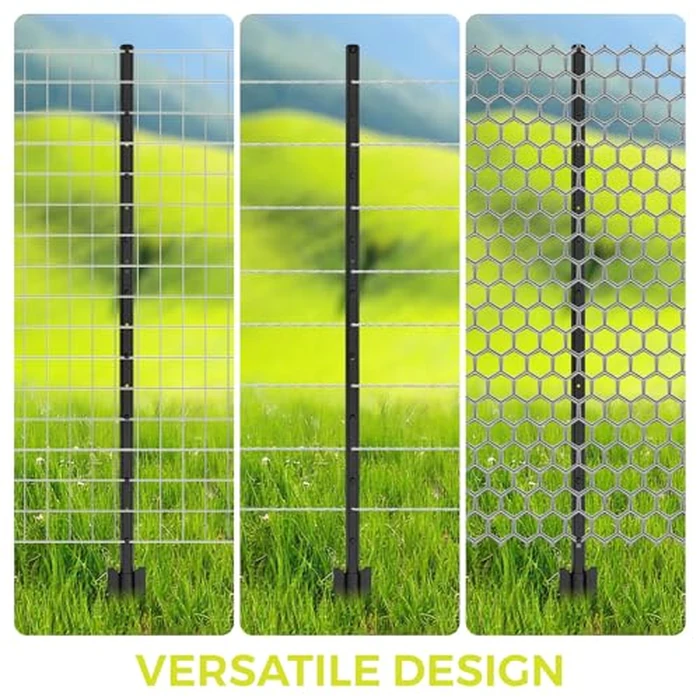 WIMART Fence Posts 4 Feet, Heavy Duty Metal Fence Post with U-Channel, Steel Fence U Post for Wire Fencing Steel Post for Yard, Outdoor Wire (Black - Set 15) by WIMART - Image 4
