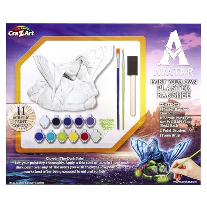 CRA-Z-Art Avatar Paint Your Own Plaster Banshee Craft Kit for Kids Ages 6+, Includes 10 Acrylic Paint Colors, Glow-in-The-Dark Top Coat, Brush & Plaster Figure by Cra-Z-Art - Image 2