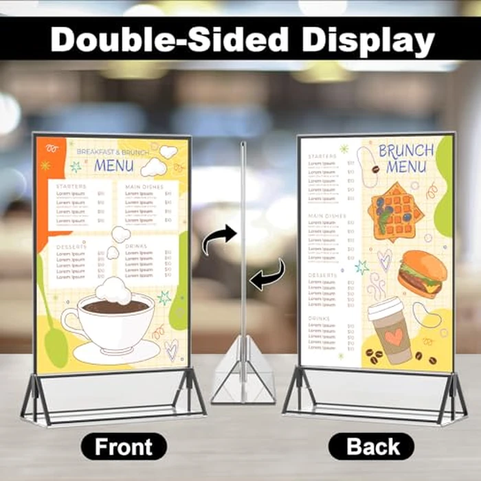 EHWINE 12 Pack Acrylic Sign Holder 4 x 6, Double Sided Black Picture Frame Stand up Table Top Sign Holders, Clear Display Stand Menu Flyer Holder for Wedding Party(Provide Non-slip Mats) by EHWINE - Image 3