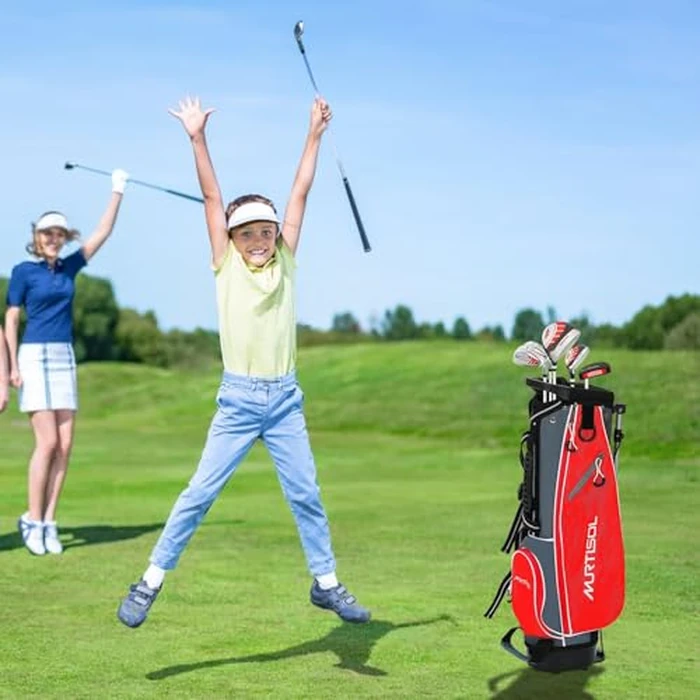 XDriveMax 5 Pieces Kids Golf Club Set, Junior Golf Club Set Ages 5-8 Includes Stand Bag, 5# Hybrid, 6/7#, 9/P# Irons and Putter Right Hand for Boys Girls,Red by XDriveMax - Image 7