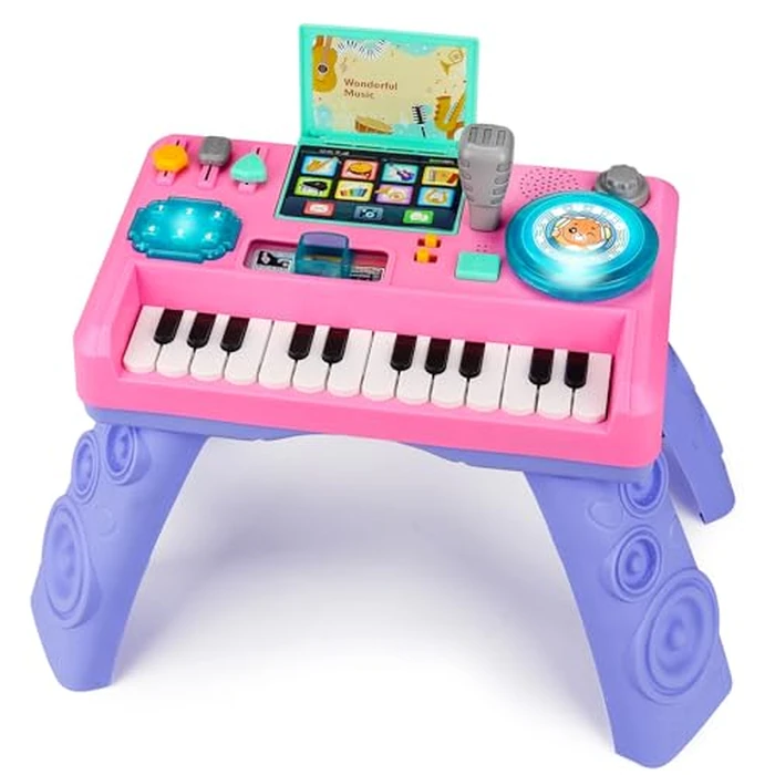 Baby DJ Table for Toddlers 1-3 with Music & Light, Musical Baby Piano Toys 6-9-12-18 Months Toddler Activity Table Music Instruments Learning Toys for 1 Year Old Girl First Birthday Gifts Age 0-2 by Basytodio - Used - Like New condition - US$35.14