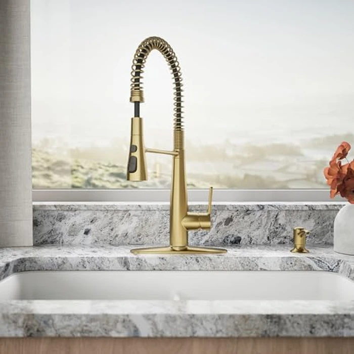 Kohler K-REC22745-SD-2MB Semi-Professional Kitchen Faucet with Soap Dispenser/Lotion Dispenser, Commercial Kitchen Sink Faucet with Pull-Down Sprayhead, Vibrant Brushed Moderne Brass by Kohler - Image 5