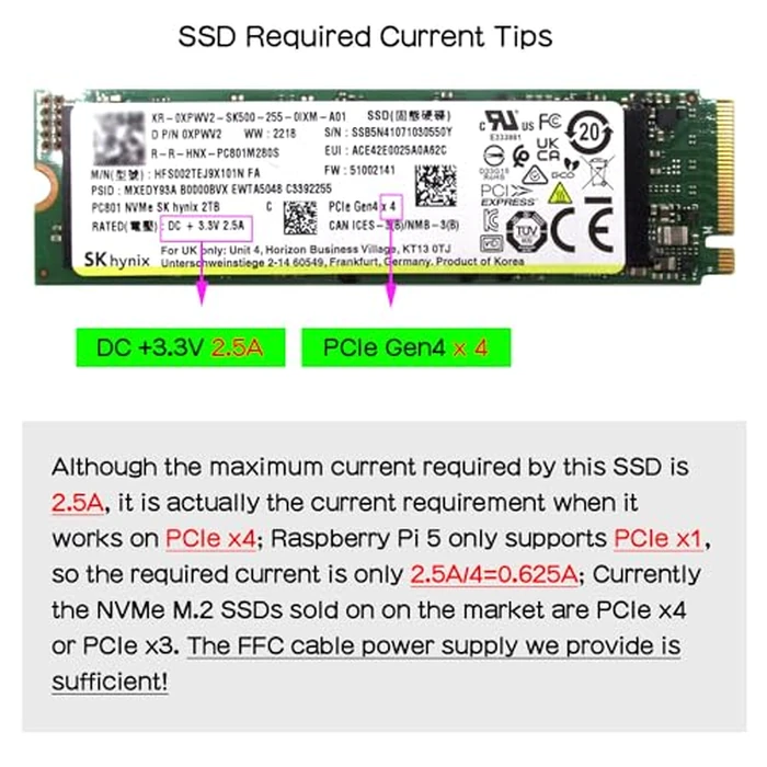 Geekworm X1001 PCIe to M.2 HAT Key-M NVMe SSD PIP PCIe Peripheral Board for Raspberry Pi 5 Support M.2 2230/2242/2260/2280 SSD by Geekworm - Image 7