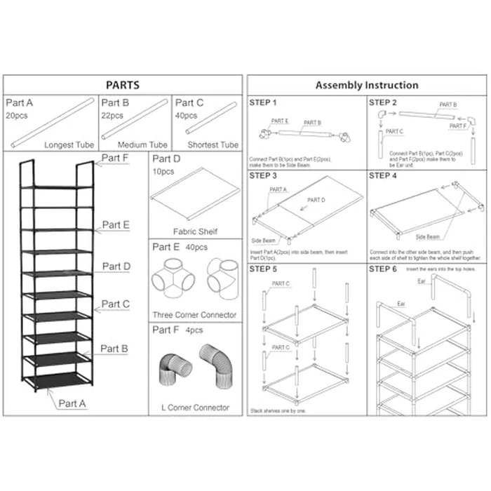 FIDUCIAL HOME 10 Tiers Shoe Rack 20-25 Pairs Sturdy Shoe Shelf by FIDUCIAL HOME - Image 4