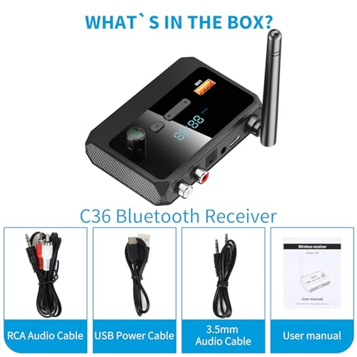 Bluetooth 5.3 Receiver for Home Stereo, RCA Bluetooth Adapter, Low Latency & HD Music Audio, Support Optical AUX 3.5mm, RCA Receiver Adapter for Speakers, Music Streaming Stereo System by SUYEE - Image 7