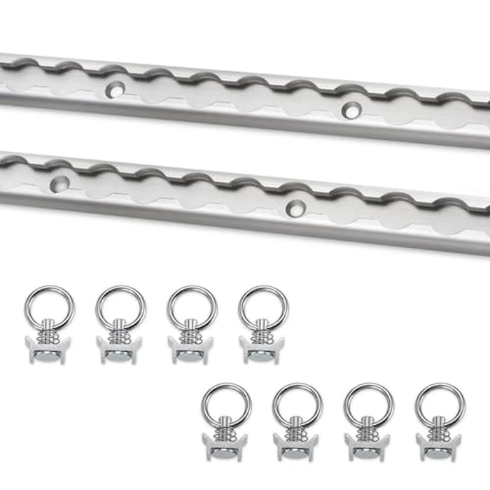SPARKWHIZ 2pcs 4ft L Track Rail with 8pcs Single Stud Fittings, Aluminum L Track Tie Down System for Enclosed Trailer, Trucks, Vans, Pickup by SPARKWHIZ - Used - Like New condition