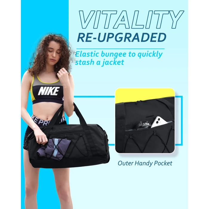BAGSMART Small Gym Bag With Shoe Compartment & Wet Pocket, Lightweight Sports Travel Duffel, Carry On Weekender Overnight, Water Resistant Sports Gym Tote for Swimming Yoga, Almond Oil, 35L by bagsmart - Image 2