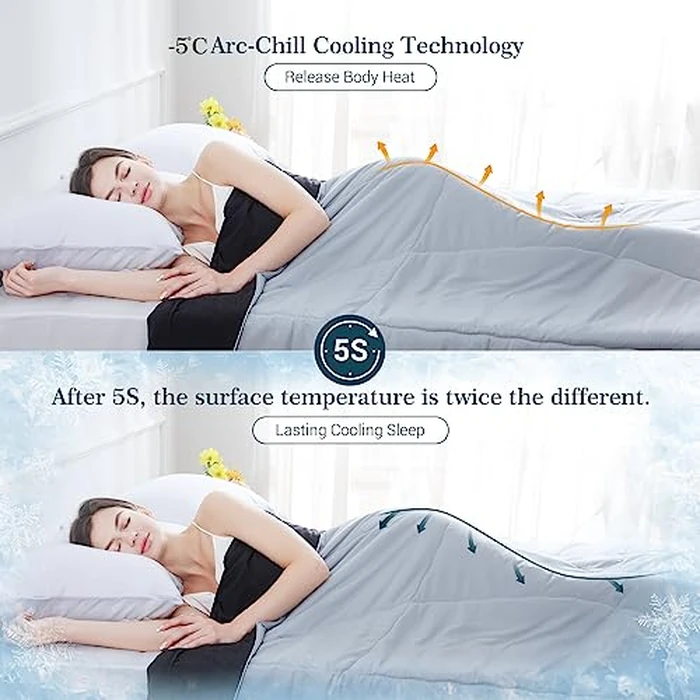 Elegear Cooling Comforter, Ultra-Soft Comforter Absorbs Body Heat, Q-Max>0.55 Double-Sided Japanese Arc-Chill Cool-to-Touch Cooling Blanket,Breathable Cool Quilt for Night Sweats, 79" x 59", Black by Elegear - Image 2
