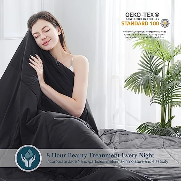 Elegear Cooling Comforter, Ultra-Soft Comforter Absorbs Body Heat, Q-Max>0.55 Double-Sided Japanese Arc-Chill Cool-to-Touch Cooling Blanket,Breathable Cool Quilt for Night Sweats, 79" x 59", Black by Elegear - Image 3