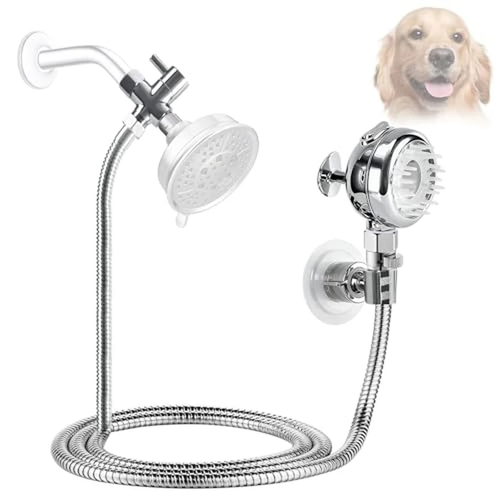 Sneatup Pet Shower Set with 8.2ft Hose & Flow Control Valve for Bathroom Shower Arm by Sneatup - Used - Like New condition