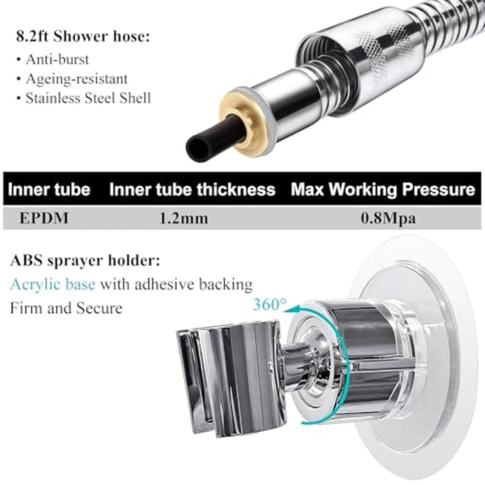 Sneatup Pet Shower Set with 8.2ft Hose & Flow Control Valve for Bathroom Shower Arm by Sneatup - Image 4