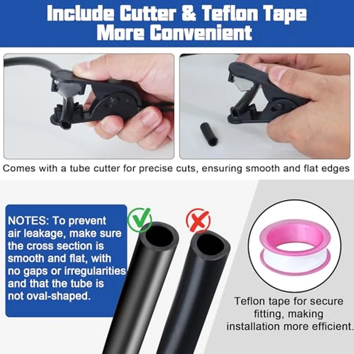 5/16" OD x 50FT DOT Air Line Black SAE J 844 PA12 Nylon Air Brake Tubing with Cutter and Teflon Tape, Pneumatic Nylon Air Line Hose for Semi Truck Trailer Air Brake System & Fluid Transfer by Lumanious - Image 5