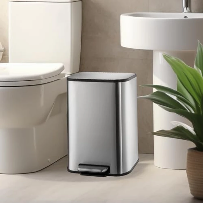 3.2 Gal / 12L Stainless Steel Trash Can, Step-On Garbage Bin with Soft-Close Lid and Removable Inner Bucket, Fingerprint Resistant Waste Bin for Bathroom, Dining Room, Home Office by PeacefulHues - Image 5
