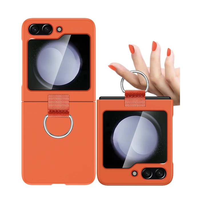 AICase for Samsung Galaxy Z Flip 5 Case with Ring, Protective Slim Thin Fit Women Girl Cute Phone Case for Samsung Galaxy Z Flip 5 5g, Orange by AICase - Image 1