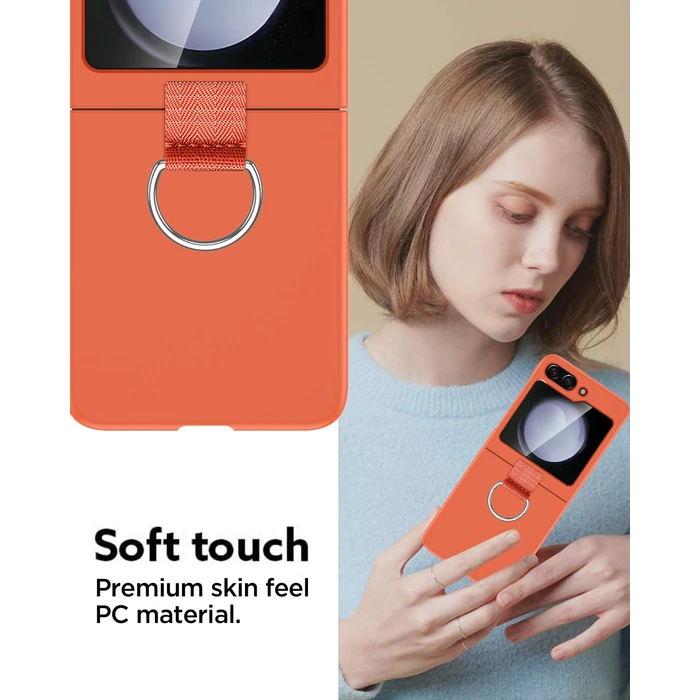 AICase for Samsung Galaxy Z Flip 5 Case with Ring, Protective Slim Thin Fit Women Girl Cute Phone Case for Samsung Galaxy Z Flip 5 5g, Orange by AICase - Image 3