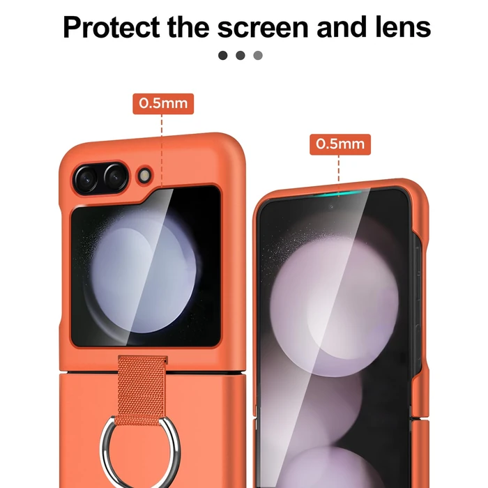 AICase for Samsung Galaxy Z Flip 5 Case with Ring, Protective Slim Thin Fit Women Girl Cute Phone Case for Samsung Galaxy Z Flip 5 5g, Orange by AICase - Image 4