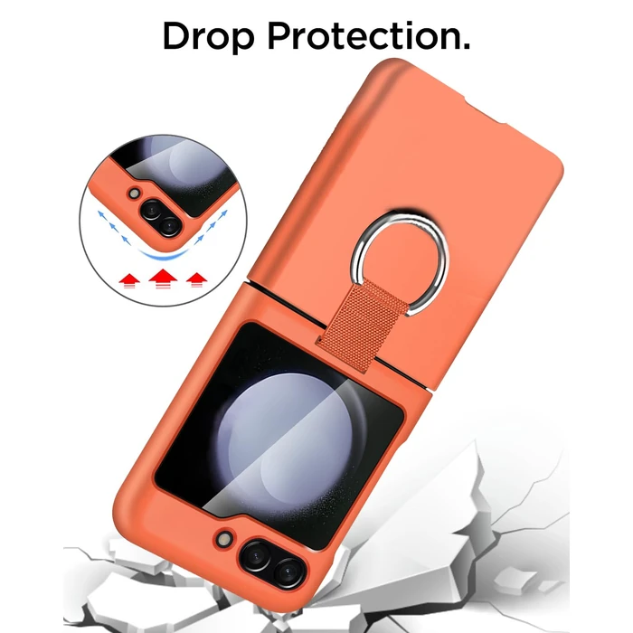 AICase for Samsung Galaxy Z Flip 5 Case with Ring, Protective Slim Thin Fit Women Girl Cute Phone Case for Samsung Galaxy Z Flip 5 5g, Orange by AICase - Image 6