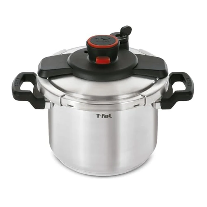 T-fal Clipso Stainless Steel Pressure Cooker, 6 Qt, Secure Locking System, One Hand System, Silver, Induction Compatible, Pressure Canner, Includes Recipe Book, Cookware by T-Fal - Image 1