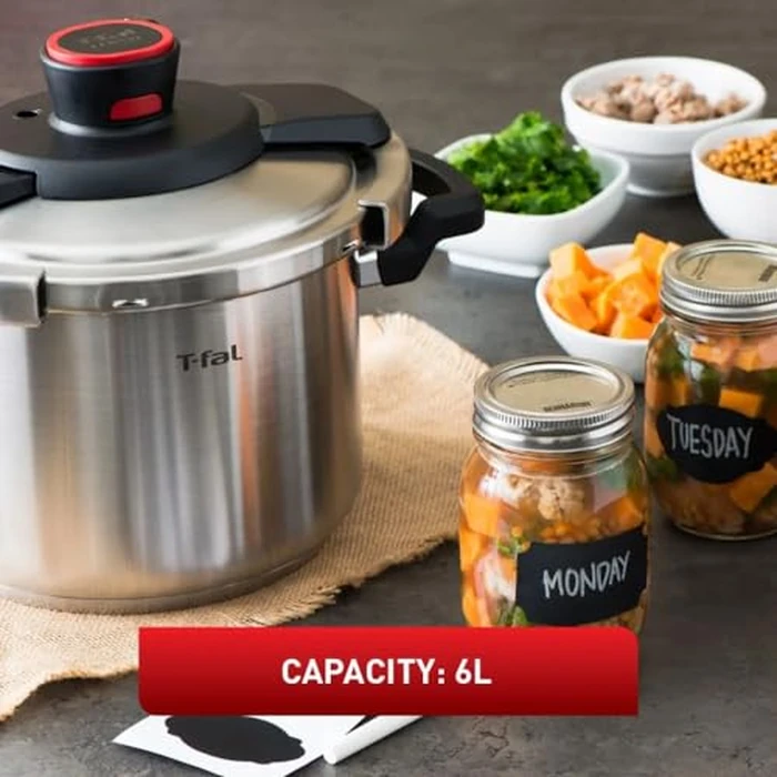 T-fal Clipso Stainless Steel Pressure Cooker, 6 Qt, Secure Locking System, One Hand System, Silver, Induction Compatible, Pressure Canner, Includes Recipe Book, Cookware by T-Fal - Image 4
