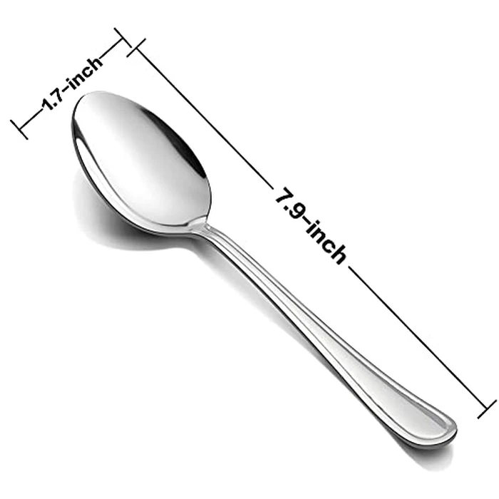 Dinner Spoons Set of 12, E-far 7.9 Inch Stainless Steel Soup Spoons Tablespoons for Home, Kitchen or Restaurant, Non-toxic & Mirror Polished, Easy to Clean & Dishwasher Safe by E-far - Image 2
