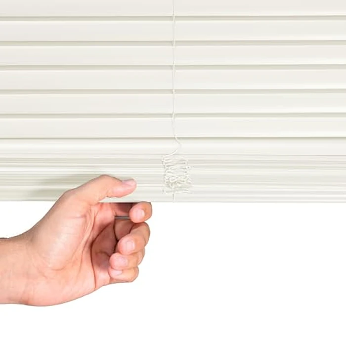 CHICOLOGY Cordless Mini Blinds, 1-Inch Slats, Vinyl Window Shades, Room Darkening & Privacy, Easy Install - Ideal for Windows, Doors, Campers - Alabaster (Commercial Grade), 22" W x 84" H by Chicology - Image 4