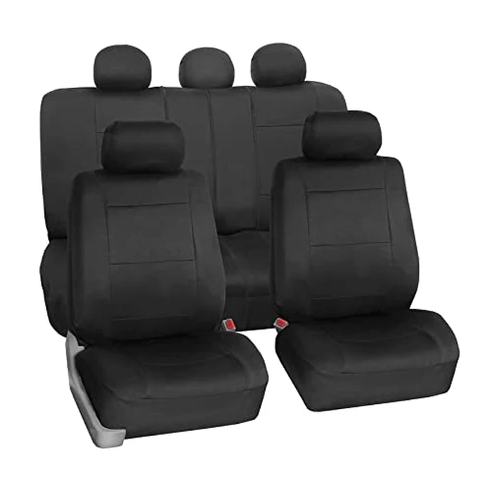 FH Group Car Seat Covers Full Set Neoprene - Universal Fit, Automotive Low Back Front Seat Covers, Airbag Compatible, Split Bench Rear Seat, Washable Seat Cover for SUV, Sedan Black by FH GROUP - Used - Like New condition - CA$54.20