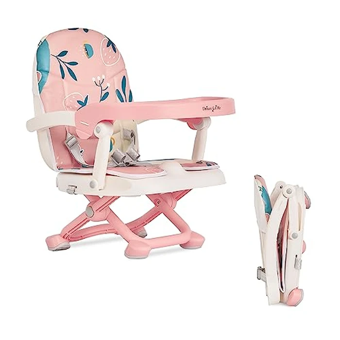Dream On Me Munch N Go Booster Seat for Babies 6-36 Months, 3-in-1 Feeding, Floor & Table Seat, Adjustable 4 Heights, Lightweight Portable Design, 3-Point Safety Harness, Easy to Fold & Carry- Pink by Dream On Me - Used - Like New condition - US$34.57