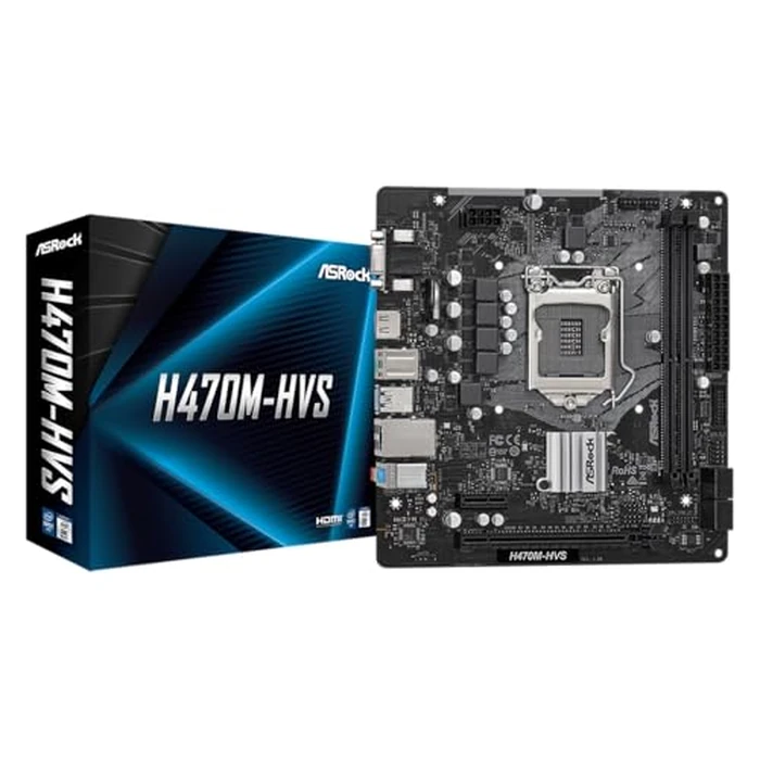 ASRock H470M-HVS Micro-ATX Motherboard: Intel 10th Gen LGA1200, DDR4 2933MHz, HDMI/D-Sub, 4X SATA3, 4X USB 3.2 Gen1, Realtek ALC897 by ASRock - Image 1