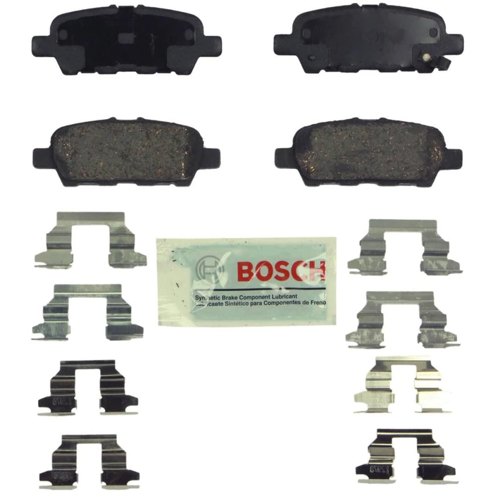 BOSCH BE905H Blue Ceramic Disc Brake Pad Set - Compatible With Select Infiniti EX, FX, G, JX, M, Mh, Q, QX; Nissan Altima, Juke, Leaf, Maxima, Murano, Pathfinder, Quest, Rogue, Sentra, Z + More; REAR by Bosch - Used - Very Good condition
