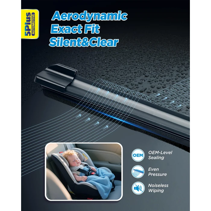 5 PLUS Windshield Wipers Replacement for 2018-2025 Nissan Leaf Windshield Wipers, 26"+16" Wiper Blades with 14 inch Rear Wiper Blade-Premium All-Season Wiper Blades-26"/16"/14" (Pack of 3) J- HOOK by 5 PLUS - Image 7